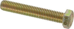 Made in USA - 1/2-13 UNC, 3" Length Under Head Hex Head Cap Screw - Fully Threaded, Grade 8 Alloy Steel, Zinc Yellow Dichromate Finish, 3/4" Hex - Americas Industrial Supply