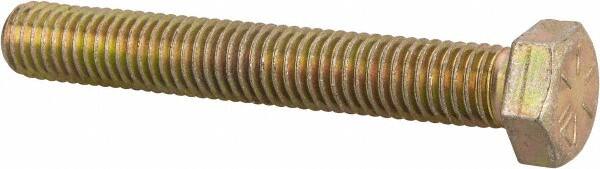 Made in USA - 1/2-13 UNC, 3-1/2" Length Under Head Hex Head Cap Screw - Fully Threaded, Grade 8 Alloy Steel, Zinc Yellow Dichromate Finish, 3/4" Hex - Americas Industrial Supply