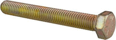 Made in USA - 1/2-13 UNC, 4" Length Under Head Hex Head Cap Screw - Fully Threaded, Grade 8 Alloy Steel, Zinc Yellow Dichromate Finish, 3/4" Hex - Americas Industrial Supply