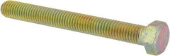 Made in North America - 1/2-13 UNC, 4-1/2" Length Under Head Hex Head Cap Screw - Fully Threaded, Grade 8 Alloy Steel, Zinc Yellow Dichromate Finish, 3/4" Hex - Americas Industrial Supply