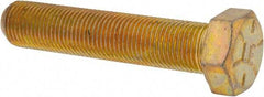 Made in USA - 1/2-20 UNF, 2-1/2" Length Under Head Hex Head Cap Screw - Fully Threaded, Grade 8 Alloy Steel, Zinc Yellow Dichromate Finish, 3/4" Hex - Americas Industrial Supply