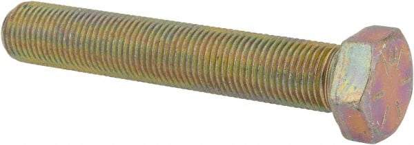 Made in USA - 1/2-20 UNF, 3" Length Under Head Hex Head Cap Screw - Fully Threaded, Grade 8 Alloy Steel, Zinc Yellow Dichromate Finish, 3/4" Hex - Americas Industrial Supply
