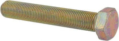 Made in USA - 1/2-20 UNF, 3" Length Under Head Hex Head Cap Screw - Fully Threaded, Grade 8 Alloy Steel, Zinc Yellow Dichromate Finish, 3/4" Hex - Americas Industrial Supply