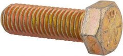 Made in USA - 9/16-12 UNC, 1-3/4" Length Under Head Hex Head Cap Screw - Fully Threaded, Grade 8 Alloy Steel, Zinc Yellow Dichromate Finish, 13/16" Hex - Americas Industrial Supply