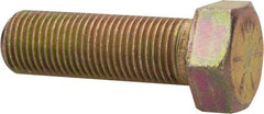 Made in USA - 9/16-18 UNF, 1-3/4" Length Under Head Hex Head Cap Screw - Fully Threaded, Grade 8 Alloy Steel, Zinc Yellow Dichromate Finish, 13/16" Hex - Americas Industrial Supply