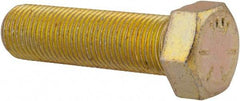 Made in USA - 9/16-18 UNF, 2" Length Under Head Hex Head Cap Screw - Fully Threaded, Grade 8 Alloy Steel, Zinc Yellow Dichromate Finish, 13/16" Hex - Americas Industrial Supply
