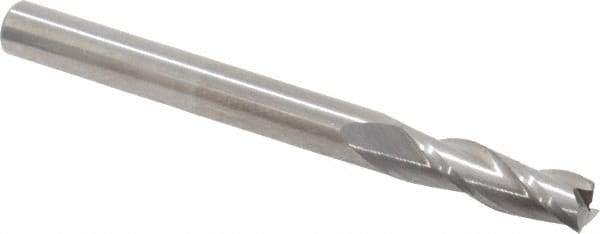 Hertel - 3/16", 5/8" LOC, 3/16" Shank Diam, 2" OAL, 3 Flute, Solid Carbide Square End Mill - Single End, Uncoated, Spiral Flute, 30° Helix, Centercutting, Right Hand Cut - Americas Industrial Supply