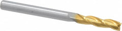 Hertel - 1/8", 1/2" LOC, 1/8" Shank Diam, 1-1/2" OAL, 3 Flute, Solid Carbide Square End Mill - Single End, TiN Finish, Spiral Flute, 30° Helix, Centercutting, Right Hand Cut - Americas Industrial Supply