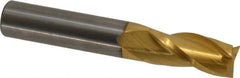 Hertel - 7/16", 1" LOC, 7/16" Shank Diam, 2-3/4" OAL, 3 Flute, Solid Carbide Square End Mill - Single End, TiN Finish, Spiral Flute, 30° Helix, Centercutting, Right Hand Cut - Americas Industrial Supply