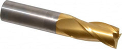 Hertel - 3/4", 1-1/2" LOC, 3/4" Shank Diam, 4" OAL, 3 Flute, Solid Carbide Square End Mill - Single End, TiN Finish, Spiral Flute, 30° Helix, Centercutting, Right Hand Cut - Americas Industrial Supply