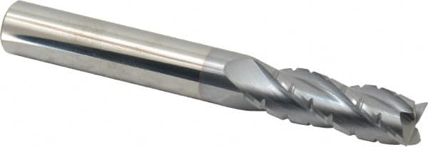 Hertel - 3/8" Diam, 1-1/8" LOC, 4 Flute Solid Carbide Roughing Square End Mill - TiCN Finish, 3" OAL, 3/8" Shank Diam, Single End, Centercutting - Americas Industrial Supply