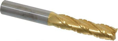 Hertel - 1/2" Diam, 2" LOC, 4 Flute Solid Carbide Roughing Square End Mill - TiN Finish, 4" OAL, 1/2" Shank Diam, Single End, Centercutting - Americas Industrial Supply