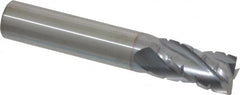 Hertel - 1/2" Diam, 1" LOC, 4 Flute Solid Carbide Roughing Square End Mill - TiCN Finish, 3" OAL, 1/2" Shank Diam, Single End, Centercutting - Americas Industrial Supply