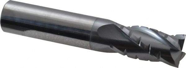 Hertel - 5/8" Diam, 1-1/4" LOC, 4 Flute Solid Carbide Roughing Square End Mill - TiCN Finish, 3-1/2" OAL, 5/8" Shank Diam, Single End, Centercutting - Americas Industrial Supply