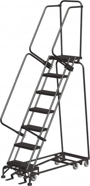 Ballymore - 103" 7 Step All-Directional Ladder - Rolling Safety Ladder, 450 Lb Capacity, 70" Platform Height, 24" Base Width x 55" Depth, Expanded Metal Tread - Americas Industrial Supply