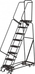 Ballymore - 113" 8 Step All-Directional Ladder - Rolling Safety Ladder, 450 Lb Capacity, 80" Platform Height, 24" Base Width x 61" Depth, Heavy-Duty Serrated Grating - Americas Industrial Supply