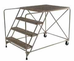 PW Platforms - 3 Step, 30 Inch Overall Height, Heavy Duty Serrated Grating, Steel Work Platform - 600 Lb. Load Capacity, 30 Inch Platform Height, 26 Inch Base Width x 48 Inch Base Depth - Americas Industrial Supply