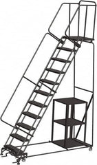 Ballymore - 143" 11 Step Ladder - 450 Lb Capacity, 110" Platform Height, 32" Base Width x 87" Depth, Perforated Tread - Americas Industrial Supply