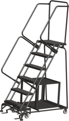 Ballymore - 93" 6 Step Ladder - Safety Stock Picking Ladder, 450 Lb Capacity, 60" Platform Height, 30" Base Width x 49" Depth, Perforated Tread - Americas Industrial Supply