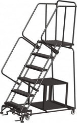 Ballymore - 93" 6 Step Ladder - Safety Stock Picking Ladder, 450 Lb Capacity, 60" Platform Height, 30" Base Width x 55" Depth, Perforated Tread - Americas Industrial Supply