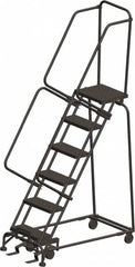 Ballymore - 93" 6 Step Ladder - 300 Lb Capacity, 60" Platform Height, 24" Base Width x 49" Depth, Heavy-Duty Serrated Grating - Americas Industrial Supply