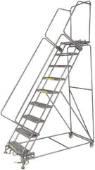 Ballymore - 123" 9 Step Ladder - 300 Lb Capacity, 90" Platform Height, 32" Base Width x 68" Depth, Perforated Tread - Americas Industrial Supply