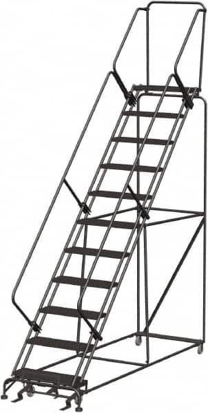 Ballymore - 143" 11 Step Ladder - 350 Lb Capacity, 110" Platform Height, 32" Base Width x 106" Depth, Perforated Tread - Americas Industrial Supply