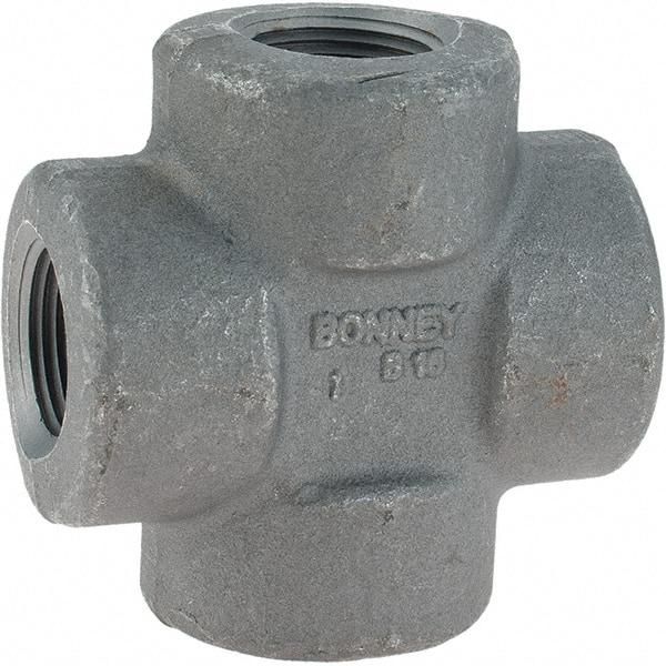 Made in USA - Size 3/4", Class 3,000, Forged Carbon Steel Black Pipe Cross - 3,000 psi, Threaded End Connection - Americas Industrial Supply
