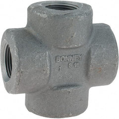 Made in USA - Size 3/4", Class 3,000, Forged Carbon Steel Black Pipe Cross - 3,000 psi, Threaded End Connection - Americas Industrial Supply