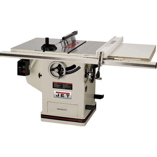 Jet - 10" Blade Diam, Table Saw - 4,300 RPM, 29" Table Depth x 42" Table Width, 230 Volts, 14.5 Amps, 5/8" Arbor - Americas Industrial Supply