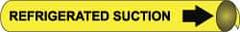 NMC - Pipe Marker with Refrigerated Suction Legend and Arrow Graphic - 1-1/8 to 2-3/8" Pipe Outside Diam, Black on Yellow - Americas Industrial Supply