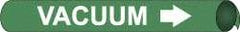 NMC - Pipe Marker with Vacuum Legend and Arrow Graphic - 1-1/8 to 2-3/8" Pipe Outside Diam, White on Green - Americas Industrial Supply