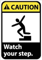 NMC - "Caution - Watch Your Step", 14" Long x 10" Wide, Aluminum Safety Sign - Rectangle, 0.04" Thick, Use for Accident Prevention - Americas Industrial Supply