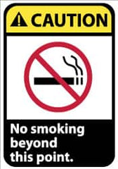 NMC - "Caution - No Smoking Beyond This Point", 14" Long x 10" Wide, Aluminum Safety Sign - Rectangle, 0.04" Thick, Use for Accident Prevention - Americas Industrial Supply
