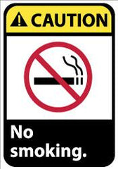 NMC - "Caution - No Smoking", 14" Long x 10" Wide, Aluminum Safety Sign - Rectangle, 0.04" Thick, Use for Accident Prevention - Americas Industrial Supply