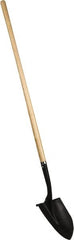 PRO-SOURCE - 11" High x 9-1/2" Wide Round Steel Shovel - 48" Long Wood Straight Handle, Front Turned - Americas Industrial Supply