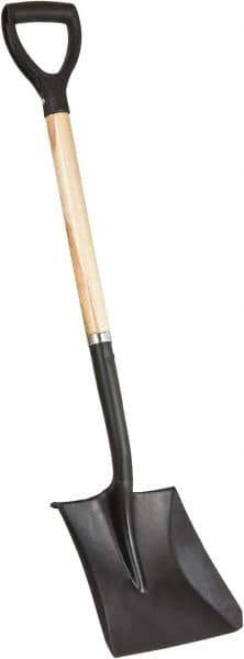 PRO-SOURCE - 11-1/2" High x 9-1/2" Wide Square Steel Shovel - 28" Long Wood D-Grip Handle, Front Turned - Americas Industrial Supply