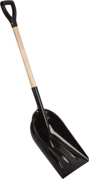 PRO-SOURCE - 14" High x 18" Wide Square Plastic Shovel - 29" Long Wood D-Grip Handle - Americas Industrial Supply