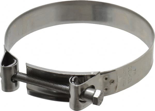 Mikalor - 5" Hose, 0.98" Wide x 0.04" Thick, T-Bolt Hose Clamp - 4.76 to 5.11" Diam, Stainless Steel - Americas Industrial Supply