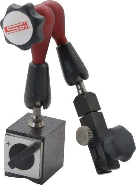 SPI - 175 Lb Magnetic Force, Fine Adjustment Indicator Positioner & Holder with Base - Post & Arm, Round Base, 6-1/2" Base Diam - Americas Industrial Supply