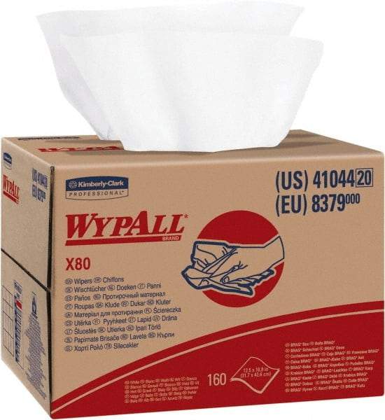WypAll - X80 Dry Shop Towel/Industrial Wipes - Brag Box/Double Top Box, 16-3/4" x 12-1/2" Sheet Size, White - Americas Industrial Supply