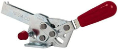 De-Sta-Co - 560 Lb Holding Capacity, Horizontal Handle, Manual Hold Down Toggle Clamp - 69° Handle Movement, 73° Bar Opening, U-Bar, Flanged Base, Electro-Plated Zinc, Carbon Steel - Americas Industrial Supply