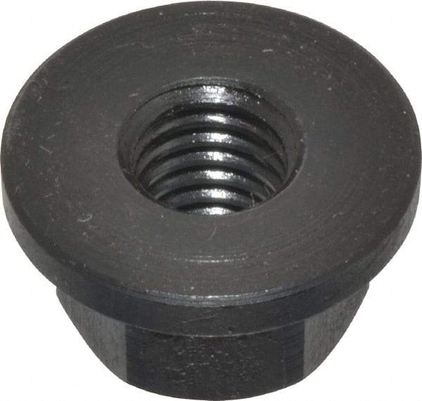 Gibraltar - M8x1.25, 19mm Flange Diam, 10mm High, 13mm Across Flats, Flange Nut - Grade 12L14 Steel, Black Oxide Finish, 2.5" Flange Height, TCMAI - Americas Industrial Supply