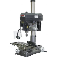 Jet - 1 Phase, 20-1/16" Swing, Step Pulley Mill Drill Machine - 31-3/4" Table Length x 9-1/2" Table Width, 20-1/2" Longitudinal Travel, 7" Cross Travel, 12 Spindle Speeds, 2 hp, 230 Volts - Americas Industrial Supply