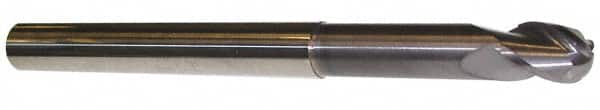 ProMax - 1/2" Diam, 5/8" LOC, 3 Flute Solid Carbide Ball End Mill - AlTiN Finish, Single End, 6" OAL, 1/2" Shank Diam, Spiral Flute - Americas Industrial Supply