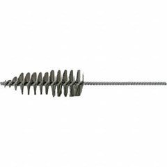 Brush Research Mfg. - 1-5/8" Diam Helical Stainless Steel Tube Brush - Single Spiral, 0.006" Filament Diam, 4-3/4" Brush Length, 10-1/2" OAL, 0.245" Diam Plastic Handle Shank - Americas Industrial Supply