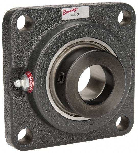 Browning - 1-1/4" ID, 4-5/8" OAL x 4-5/8" OAH 4-Bolt Flange - 3,493 Lb Static Cap, 5,782 Lb Dyn Cap, 3-5/8" Btw Mnt Hole Ctrs, Cast Iron - Americas Industrial Supply