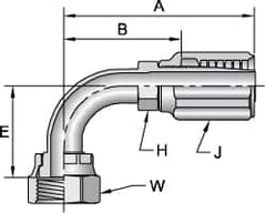 Parker - 9/16-18 SAE Steel Hydraulic Hose Female Seal-Lok Swivel 90° Elbow & Short Drop - 6,000 psi, -4 Hose Size, 1/4" Hose Diam - Americas Industrial Supply