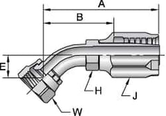 Parker - 1-5/16-12 Female JIC Steel Hydraulic Hose Female JIC Swivel & 45° Elbow & Short Drop - 4,000 psi, -16 Hose Size, 1" Hose Diam - Americas Industrial Supply
