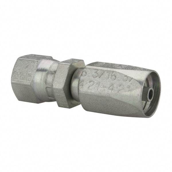 Parker - 7/16-20 SAE Steel Hydraulic Hose Female JIC 37° Swivel & Straight Fitting - 6,000 psi, -4 Hose Size - Americas Industrial Supply